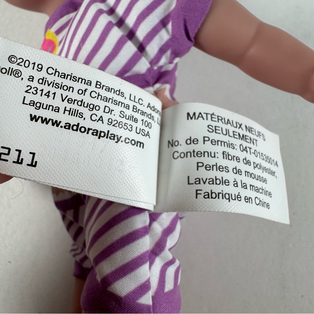 Charisma Brands Adora Baby Doll Splashtime Foam Beads 8" 2019 Purple Striped - Picture 6 of 11